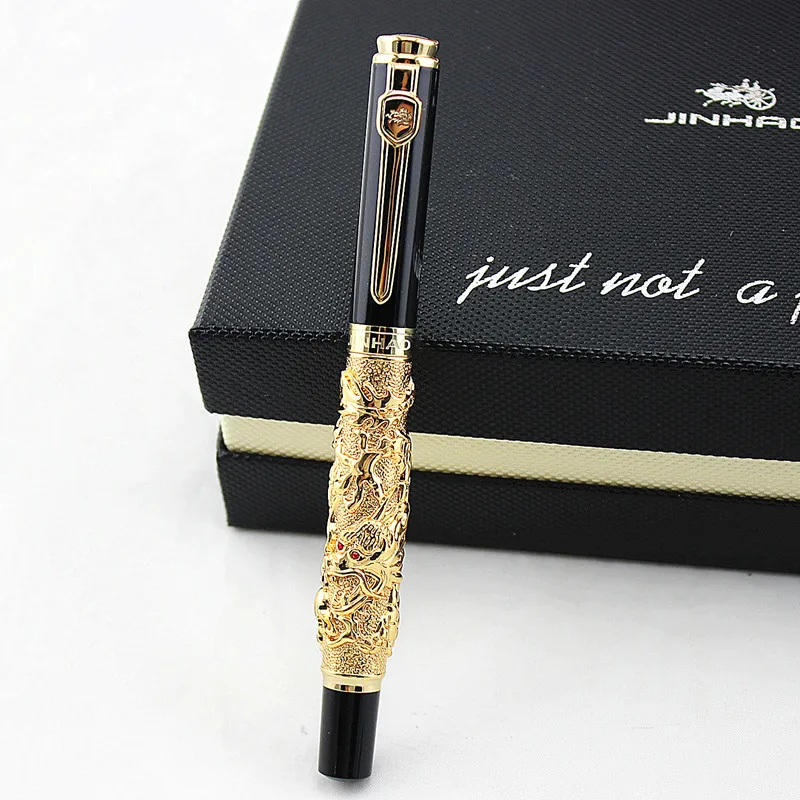 Роскошная золотая китайская императорская стильная шариковая ручка с драконом