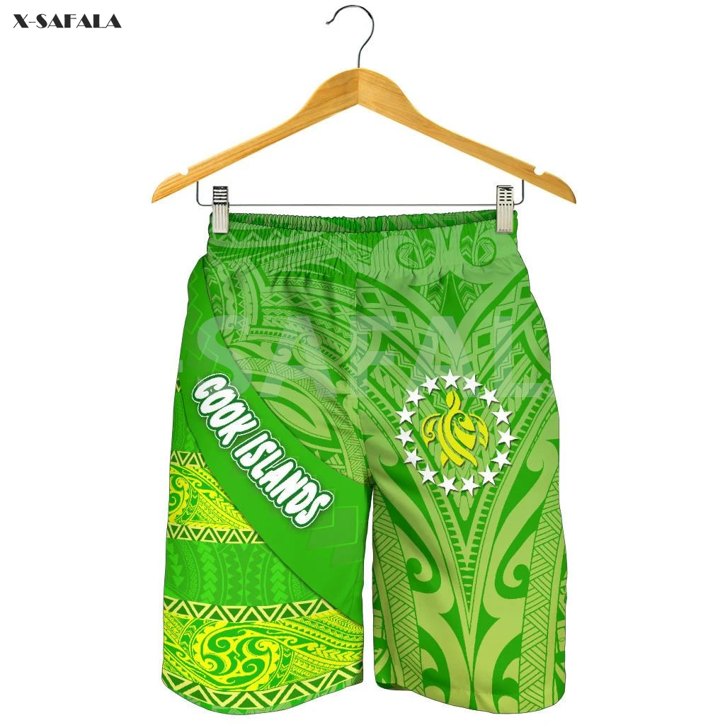 

Шорты пляжные для мужчин и женщин, повседневные уличные, с 3D принтом, с эластичным поясом, на шнуровке, в стиле остров Самоа, гавайская Полине...