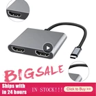 Тип C HDMI с поддержкой 4K кабель-Переходник USB C на два разъема HDMI USB 3,0 PD зарядки Порты и разъёмы USB-C конвертер кабель для MacbookDell XPS 13Matebook ноутбук