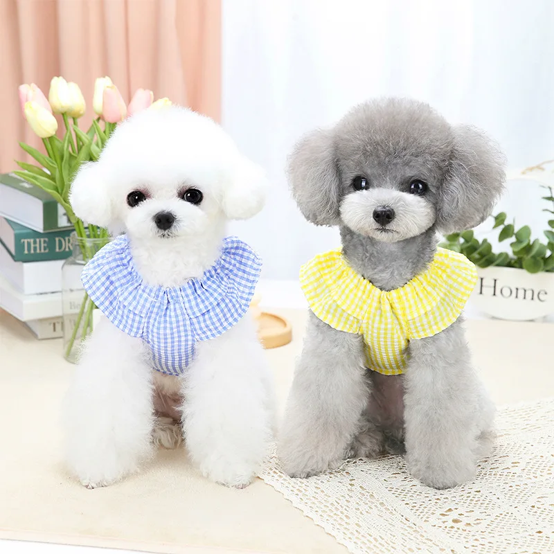 

Fashion Pet Shirts Summer Classic Pleated Plaid Pet Dog Clothes for Small Dogs French Bulldog Puppy Dog T-Shirt for Pets Clothes