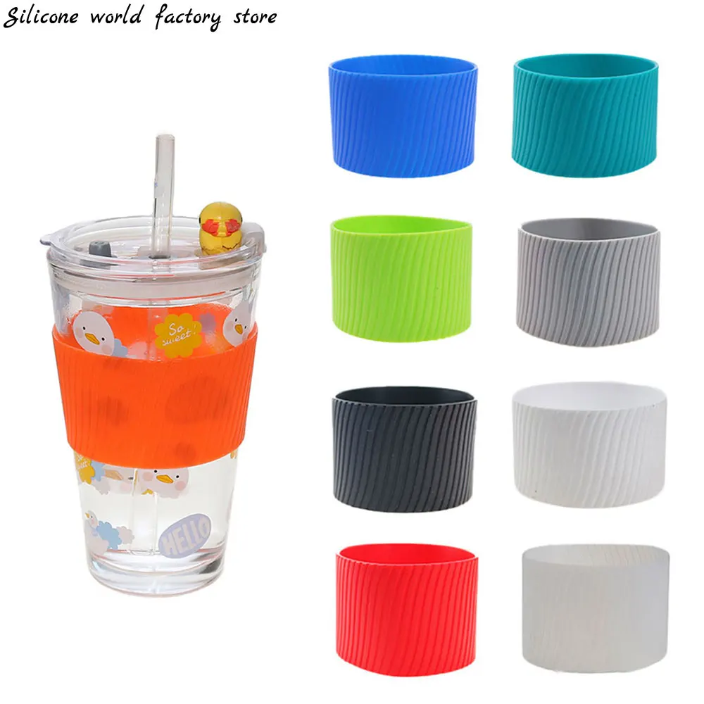 Silicone world Silicone Cup Sleeve Heat Insulation Coffee Cup Cover Ceramic Cup Cover Non-slip Bottle Sleeves Colored Mug Sleeve