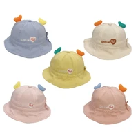 childrens fisherman hat toddler kids sun protection bucket hat embroidery letters solid color fisherman cap