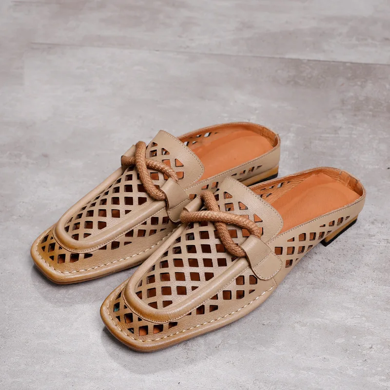 

Сланцы Birkuir женские из натуральной кожи, летние тапочки на плоской подошве, с вырезами, тапочки в ретро стиле, 2021