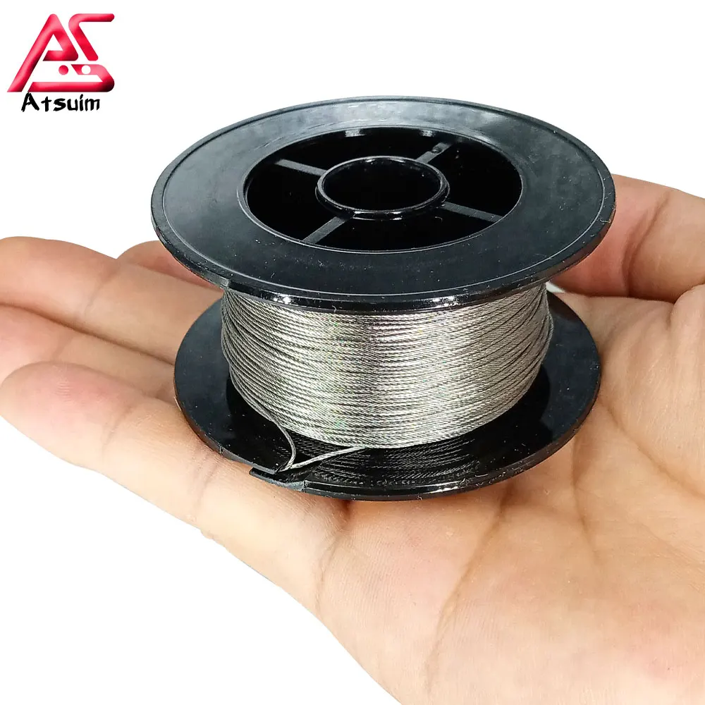 AS 50M 7X7 Braided Stainless Steel Fishing Line for Sea Fishing 304 Fishing Hooks Line Stainless Steel Wire Fishing Accessories