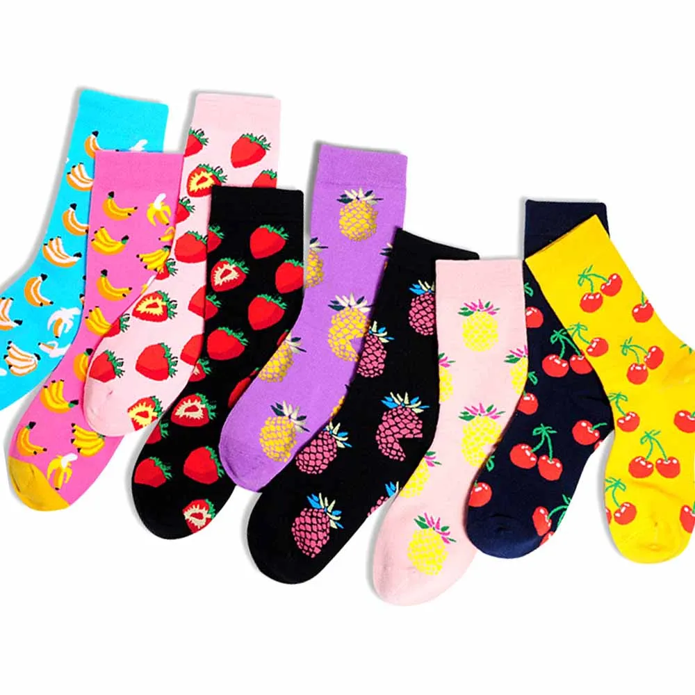 Скейтборд Chaussette Homme модные мужские носки с фруктами ананас черешня в европейском и американском стиле, хип-хоп, забавные носки Meias
