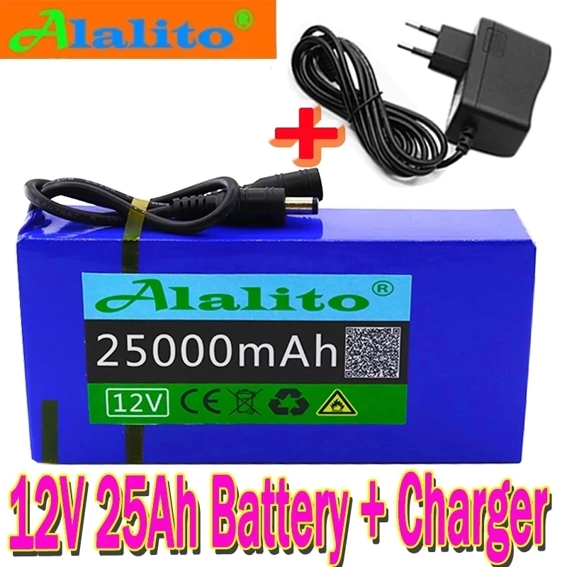 High Quality Super Rechargeable Portable Lithium-ion Battery DC 12V 25000mAh With US or EU Plug 12.6v 25Ah battery pack+charger |