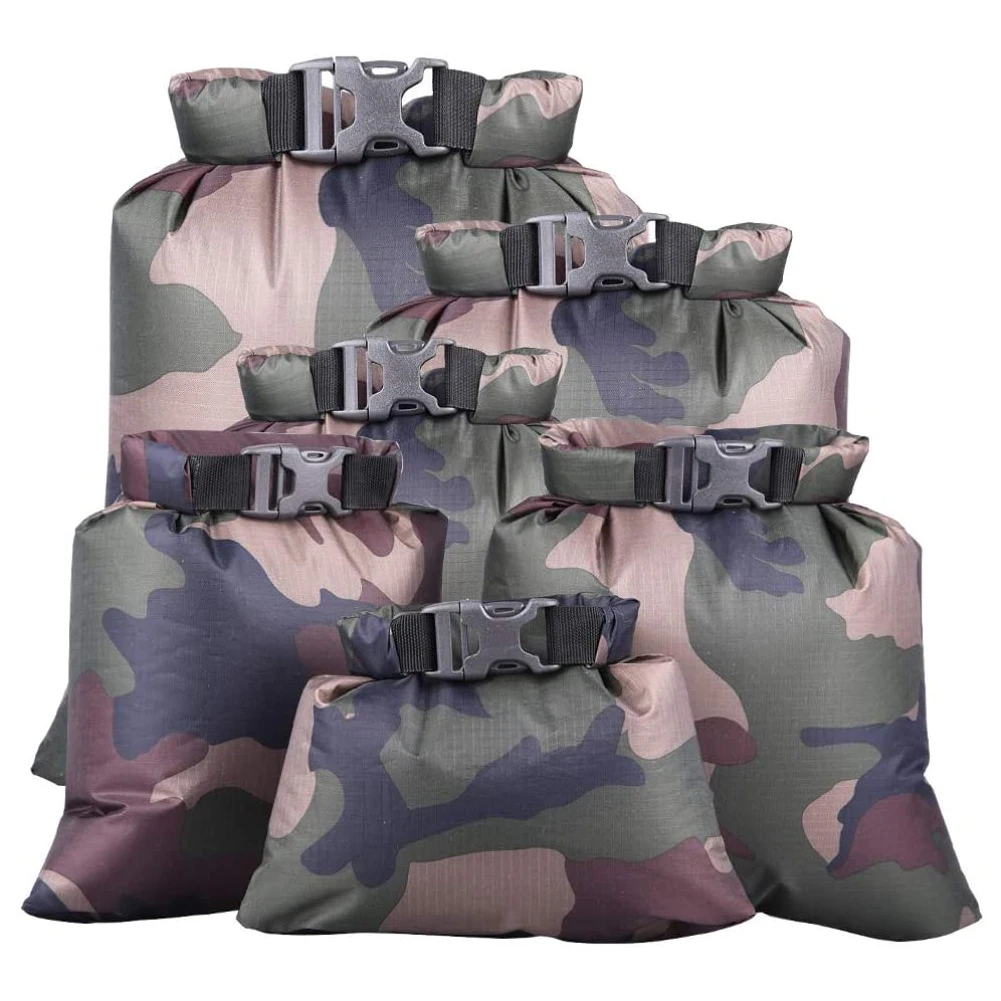 

6PC Drybag Waterproof Drifting Snorkeling Dry Bag For Kayaking Rafting Boating Hiking Camping Cycling Fishing Camouflage 2021