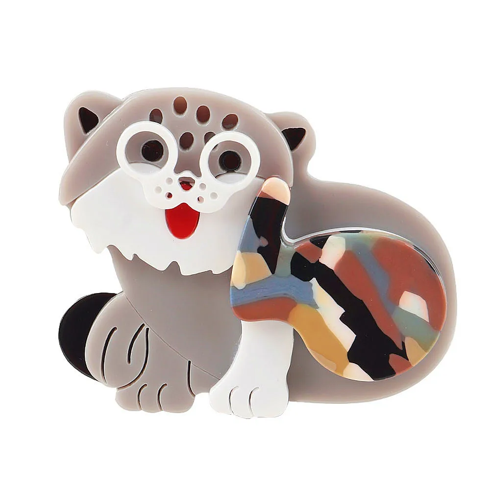 

New Grey Art Cats Acrylic Brooches For Women Kids Cartoon Cute Fox Animal Badges Lapel Pins Brooches Fashion Party Jewelry Gifts
