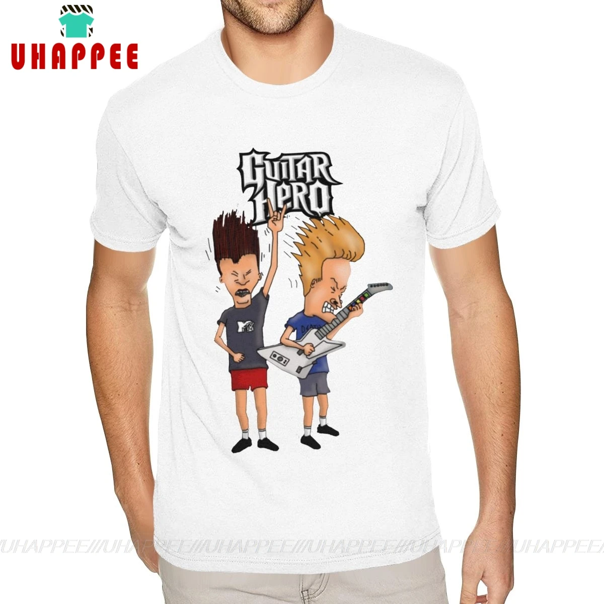 Летняя футболка Beavis And Butthead Play Guitar Hero белые рубашки с коротким рукавом и S 6XL на