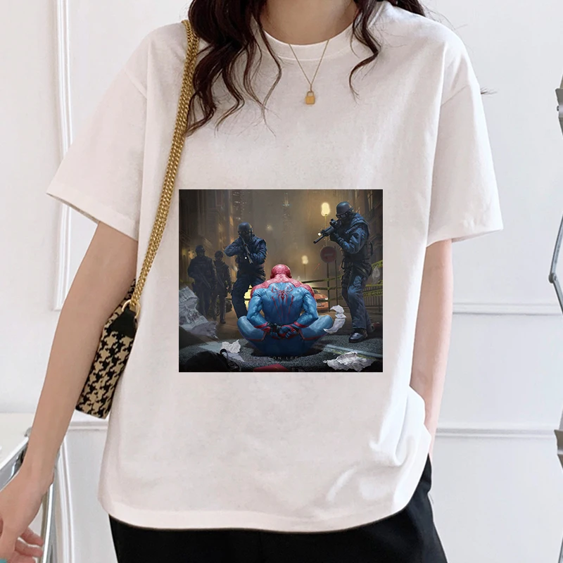 

Caught Super Hero Daughter's Tee shirt Fairy Tale Relaxed Summer Clothes For Women Cotton White Women's Tops Valentine's Day