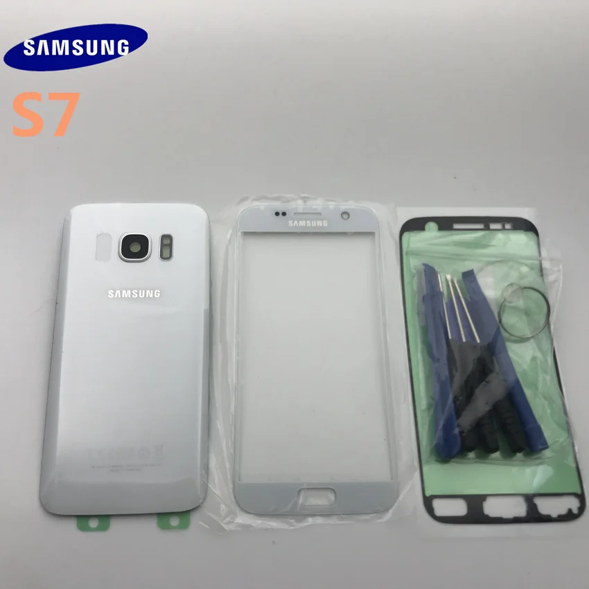 Оригинальная Задняя стеклянная крышка Samsung Galaxy s7 G930 SM G930F задняя батарейного
