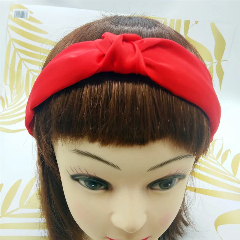 

12 Solid Color Knot Headbands Fashion Simple Fabric Girls Hairbands Women Cloth Wide Side Hair Band Headwear Hair Accessories
