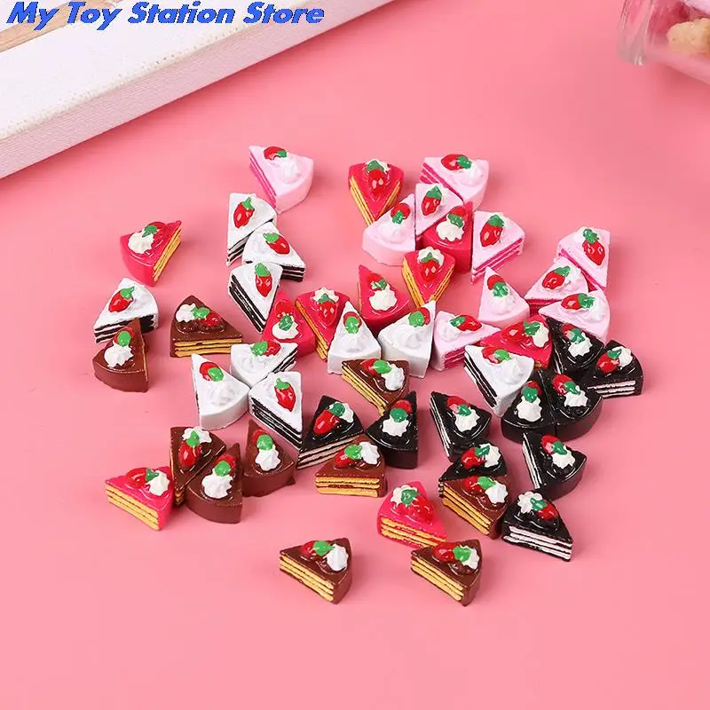 10pcsColorful Mini Play Resin Triangle Food Cake Christmas Dolls Miniature Pretend Toy For girl DIY Jewelry Accessories | Игрушки и