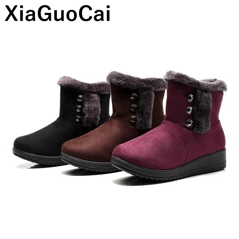 

Plus Size Women Winter Snow Boots 2019 Warm Woman Shoes High Top Zipper Plush Ankle Boots Ladies For Old People Classic Fashion