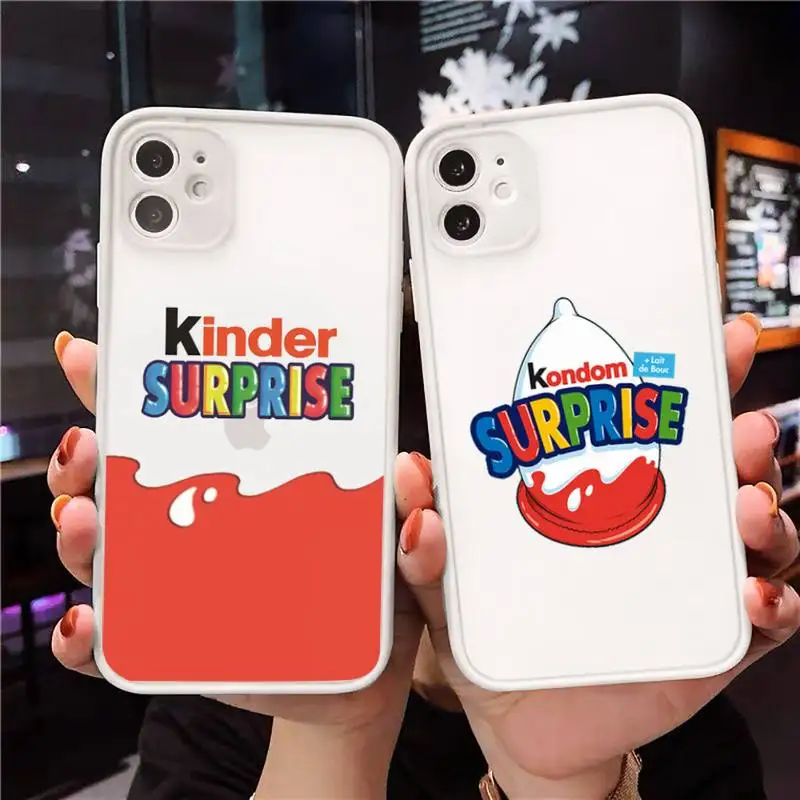 

Candy Chocolate cute Kinder Joy surprise egg Phone Case Matte Transparent for iPhone 7 8 11 12 s mini pro X XS XR MAX Plus cover