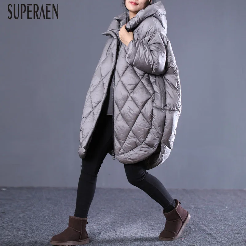 SuperAen, зимняя Новинка, корейский стиль, теплые парки, пальто для женщин, свободные, размер Pluz, женские парки, пальто с капюшоном, плотная женская одежда
