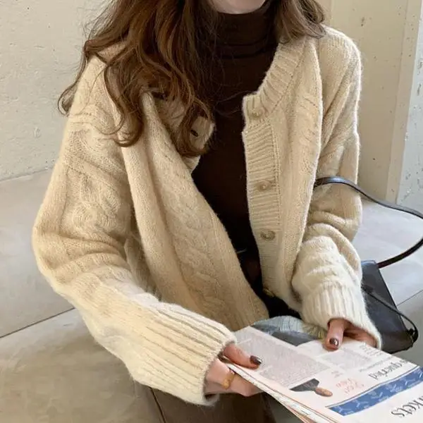 

Early autumn tweed sweater cardigan women 2020 autumn and winter new baggy ins top tide
