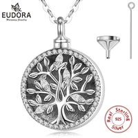 eudora 925 sterling silver tree of life crystal locket pendant cremation memorial ashe urn necklace vintage oxidized jewelryg21