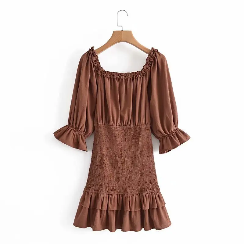 

Elegant Ruffles Long Sleeve Chiffon Dresses for Women 2021 Spring Autumn Sexy Off Shoulder Mini Dress Vestido Casual