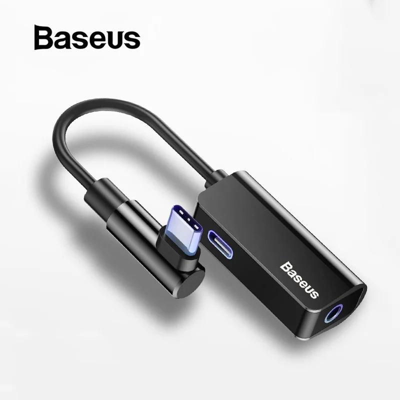 Baseus локоть usb type C адаптер для huawei P20 Pro 2 в 1 USB C до 3,5 мм разъем зарядный кабель наушники адаптер для Xiaomi 6 8