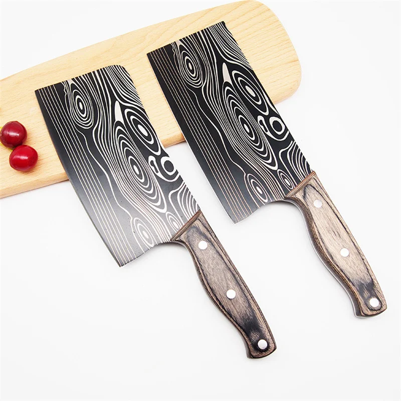 

Stainless Steel Damascus Pattern Kitchen Knife Household Cleaver Cutting Vegetables Meat Slicing Knife Kitchen Knives 1pc