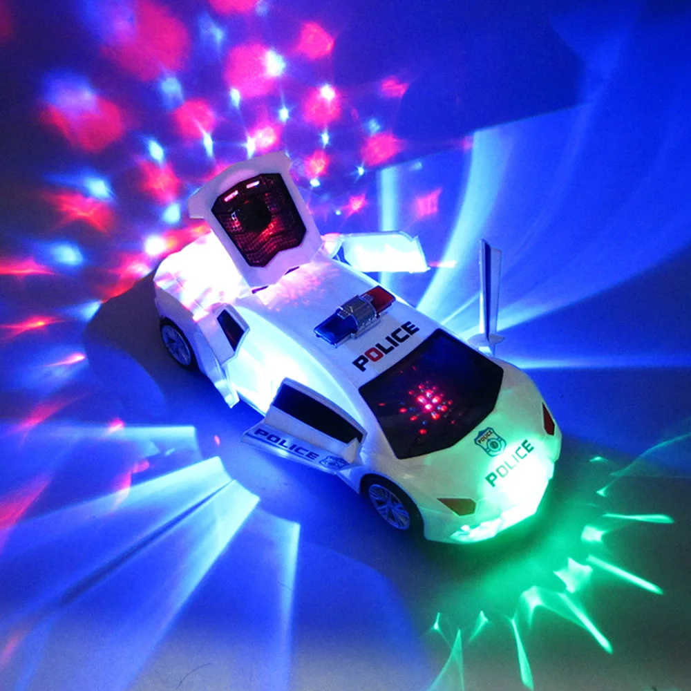Полицейская игрушечная машинка с вращающимися на 360 градусов колесами крутая
