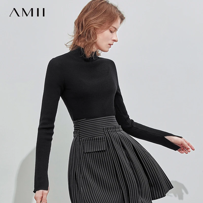 Женский свитер с высоким воротом Amii базовый однотонный мягкий облегающий