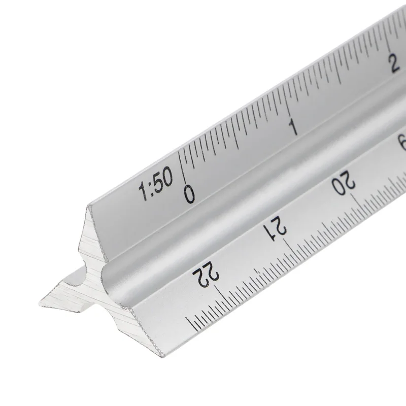 

New 30cm Aluminium Metal Triangle Scale Architect Engineer Technical Ruler 12"