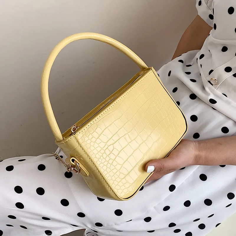 

2021 Stone Pattern PU Leather Tote Crossbody Bags for Women Luxury Mini Chain Shoulder Handbags Ladies Summer Travel Purses