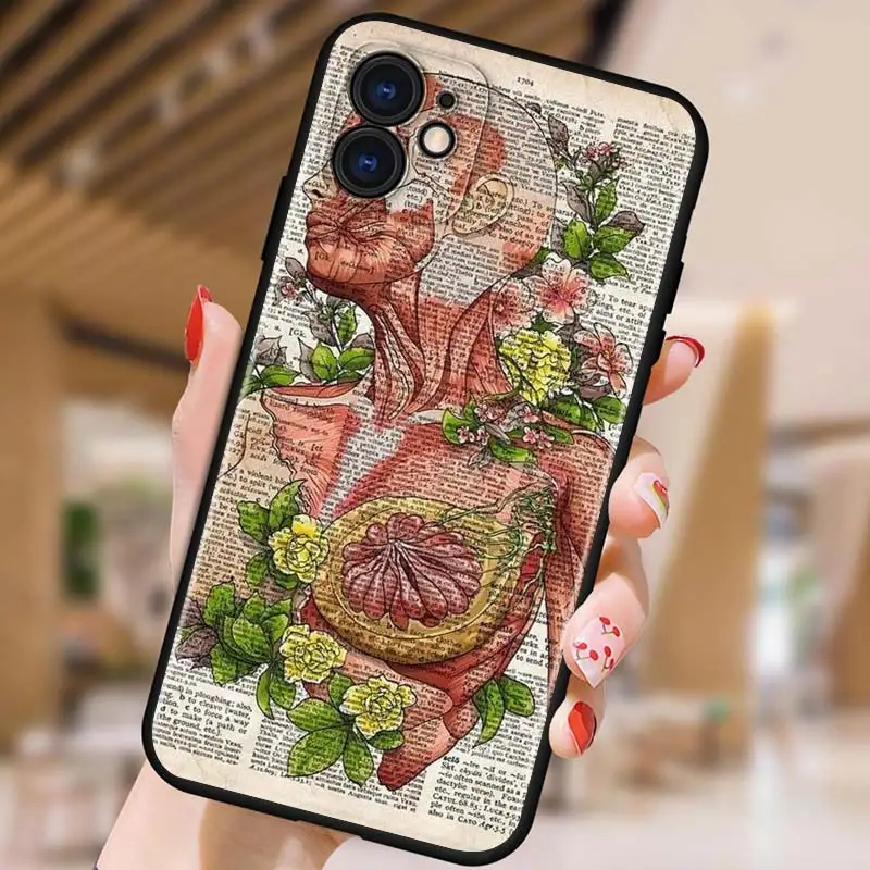 

Journal of human organs for iPhone 5 5S 6 7 8 X XR XS 11 SE 12 2020 mini Plus Pro MAX TPU Black Soft Cover