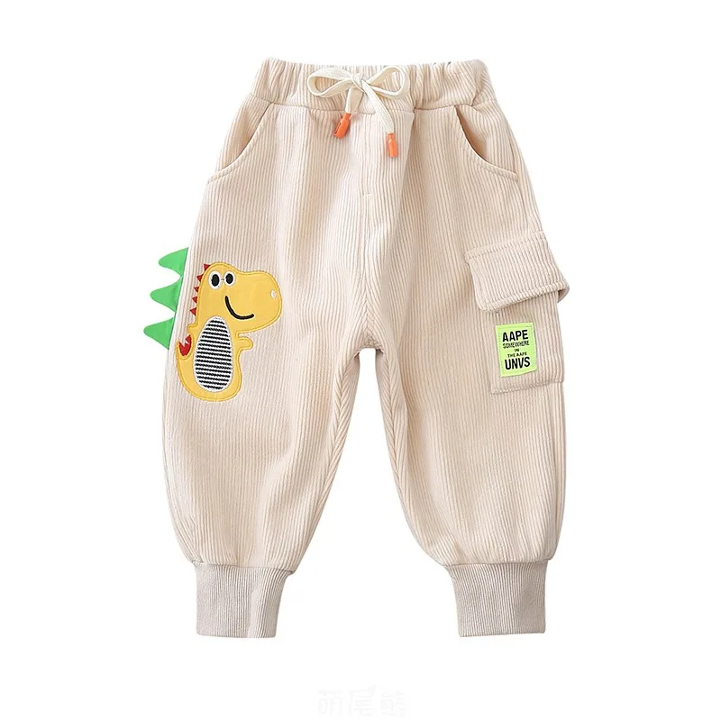 

Boys Corduroy Fleece Pants Winter Baby Warm Plush Cotton Pant Children Clothing Boy Dinosaur Trousers Autumn Kids Harem Pants