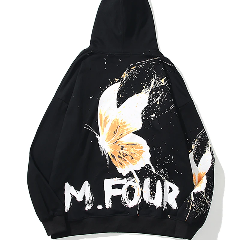 

Harajuku Butterfly Hoodie Men Sweatshirt Hip Hop 100% Cotton Oversize Streetwear 2020 Autumn New Hooded Women Man Hoodies