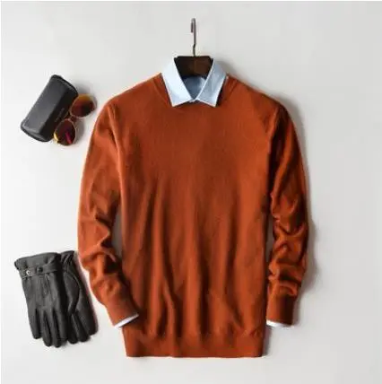 caramel o-neck Осень-зима, кашемировый хлопковый мужской свитер, трикотажное платье-свитер, hombre pull homme Hiver, пуловер, мужские вязаные свитера J697 - Цвет: caramel o-neck