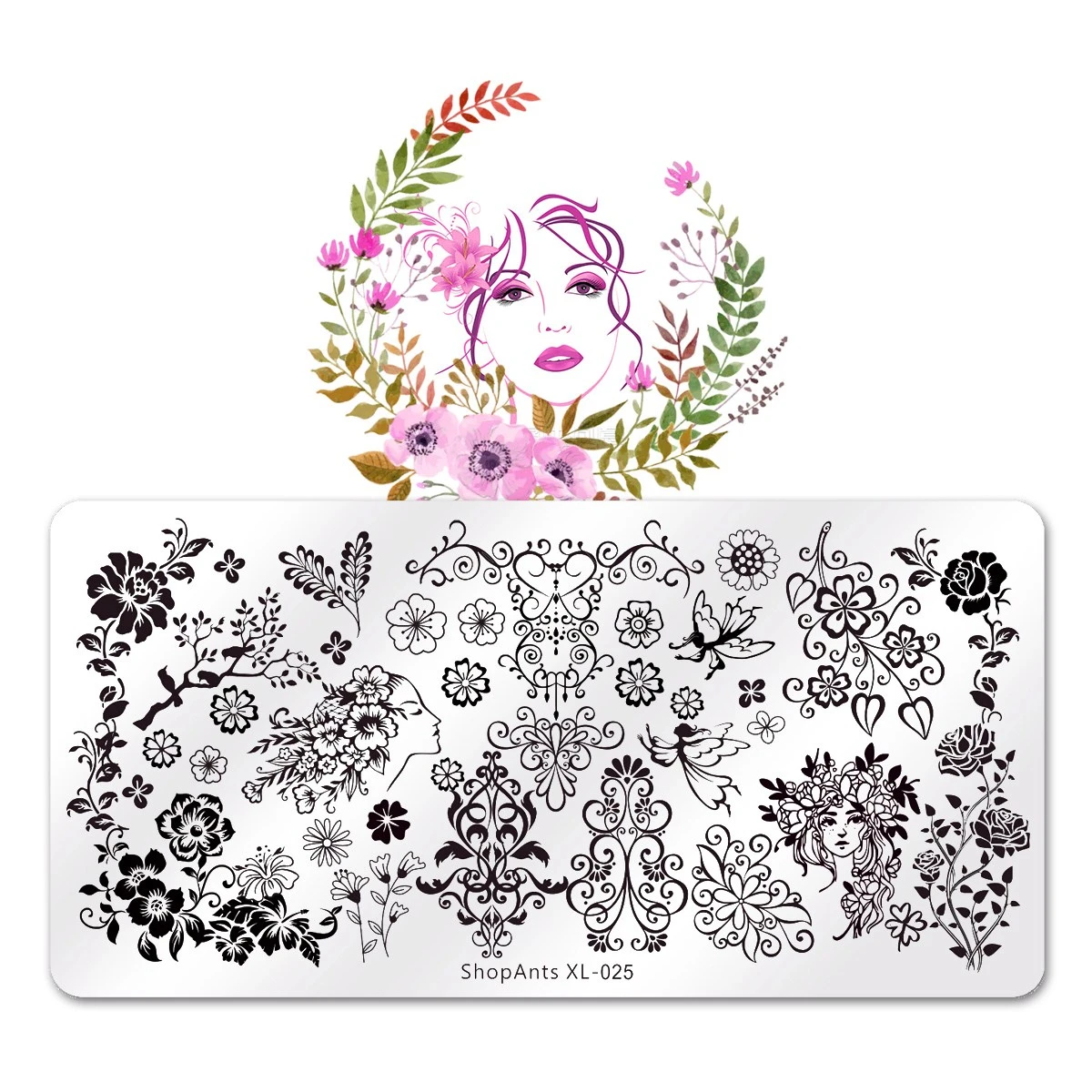 Sholants пластины для стемпинга нержавеющая сталь Бабочка роза цветок персика узор