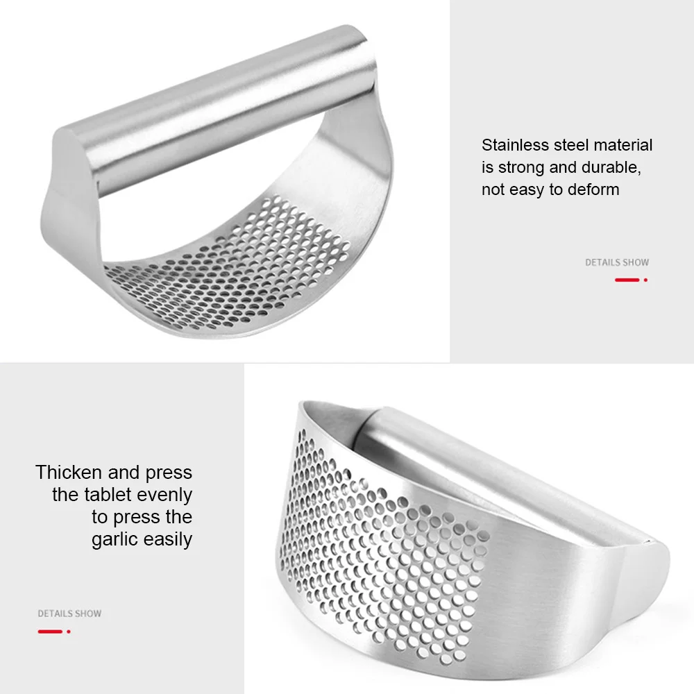 

1PC Stainless Steel Garlic Presser Manual Garlic Rocker Kitchen Crusher Mincer Slicer Ginger Squeezer Garlic Tool Accessories