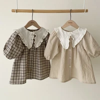 2021 new spring baby girls princess dress for children clothing kids plaid long sleeve dresses korean infant girls party clothes