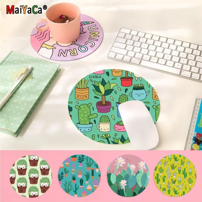 

Maiyaca New Design Cartoon Flower Cactus Laptop Computer round desk pads Mousepad gaming Mousepad Rug For PC Laptop Notebook