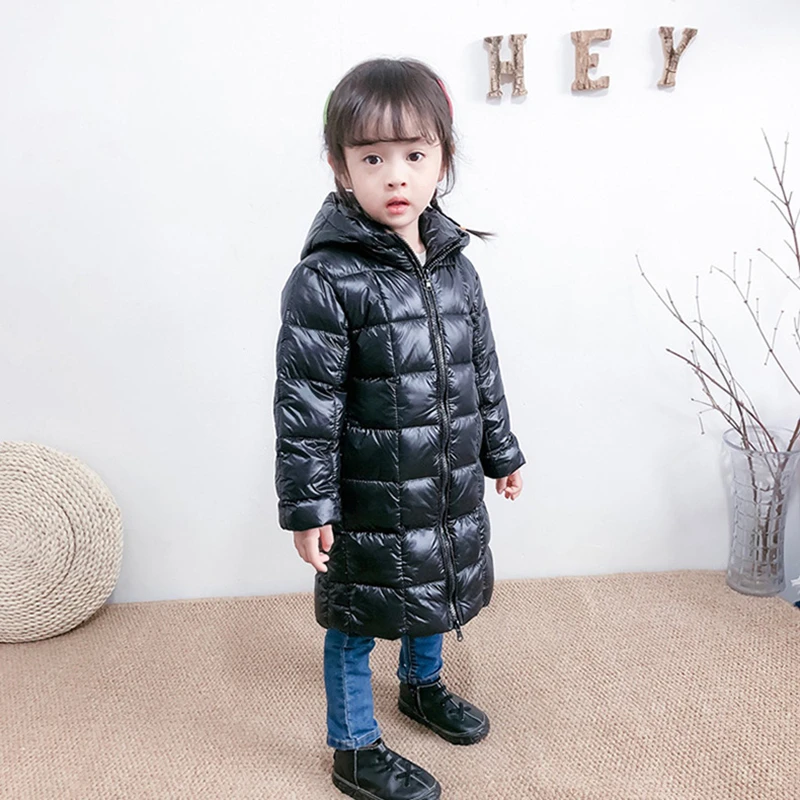 Детский пуховик осенне зимний в Корейском стиле для мальчиков и девочек длинная