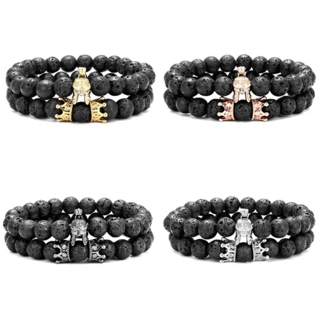 

2 шт./лот 8 мм шлем Корона Золото Серебро Медь cz цирконий бусины Чешский браслет агат оникс каменные браслеты ee5d