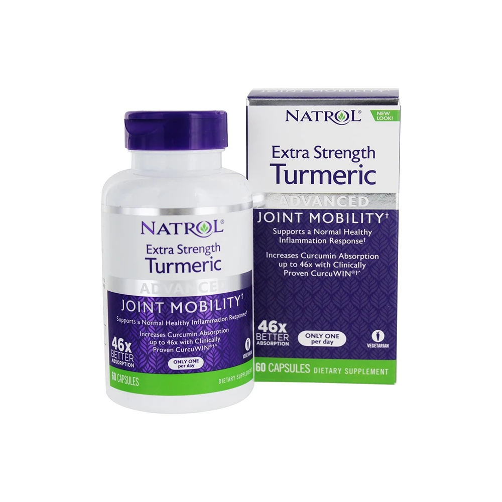 Суставы и связки Хондропротекторы Natrol Turmeric Extra Strength 60 капсул порций|Спортивное