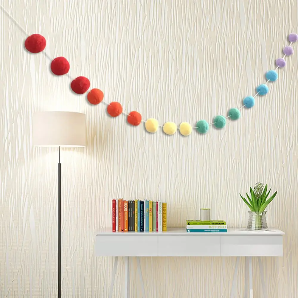 

Nordic Style Colorful Pom Pom Ball Hanging Garland Birthday Party Handmade Nursery Children Room Decor