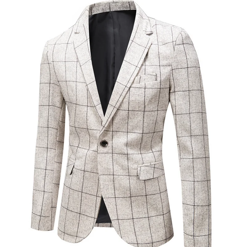 Осень 2021 модный клетчатый Блейзер мужской повседневный костюм пальто костюмы на
