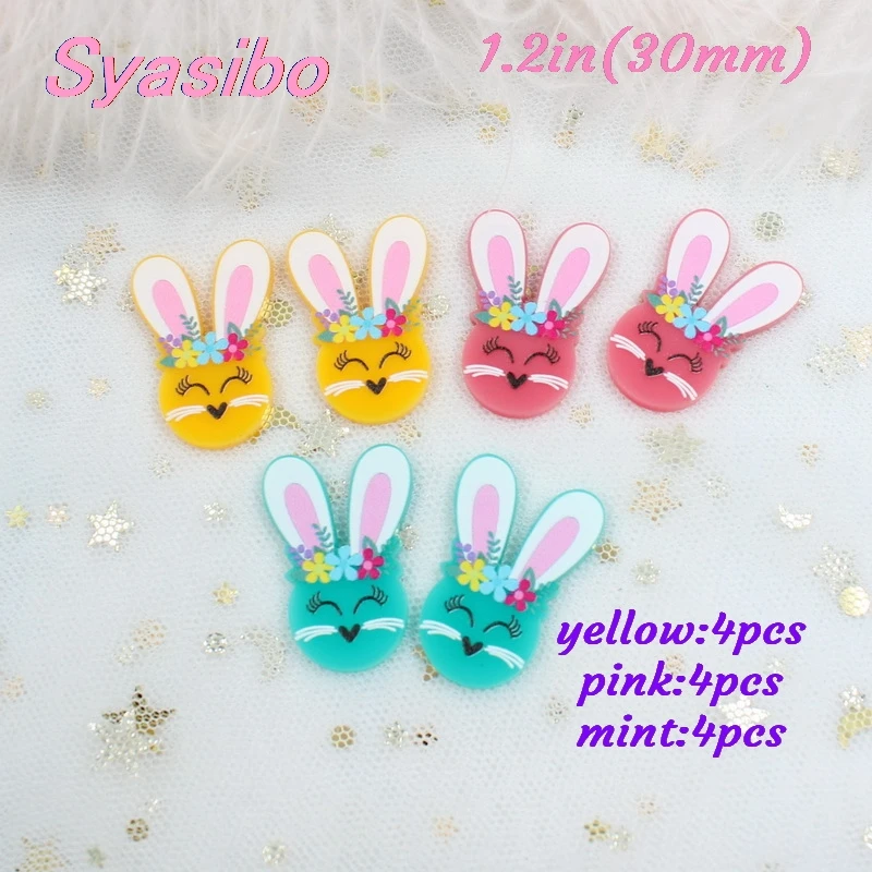 1.2in (30mm)-12pcs 1,2/2,0/3 дюйма акриловый кролик брелок цветочный Пасхальный кролик брелок с кольцом брелок для ключей с монограммой подарок лазерный вырез-KC023 - Цвет: 1.2in (30mm)-12pcs