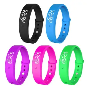 V9 LED Digital Smart Bracelet With Body Temperature Monitor Thermometer Smart Watch Band Vibration A in India