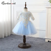 tulle lace layers girl pageant dress backless lace up flower girl dress girl long sleeve communion dress kids little bride dress