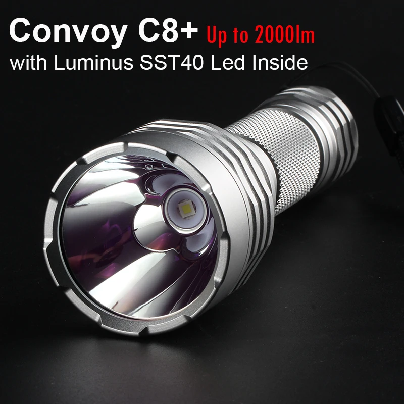 Серебряный фонарик Convoy C8 Plus с Luminus SST40 Led Linterna 18650 Вспышка 2000 лм Кемпинг Рыбалка