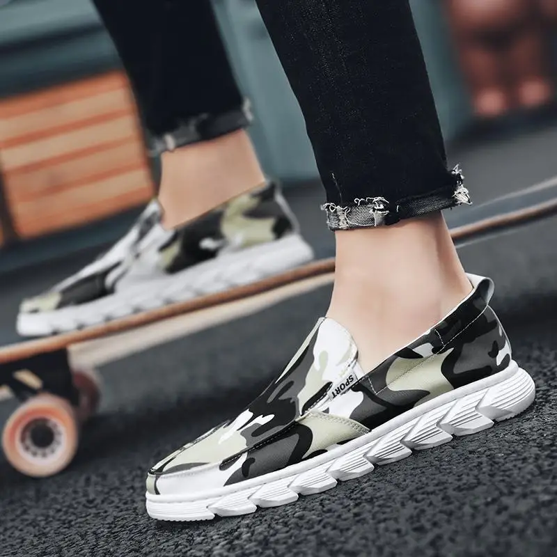 Мужские парусиновые кроссовки без шнуровки синие удобные лоферы повседневная