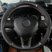 car products diy black non slip carbon fiber leathercar accessories steering wheel cover for skoda octavia speedy moved kodiaq