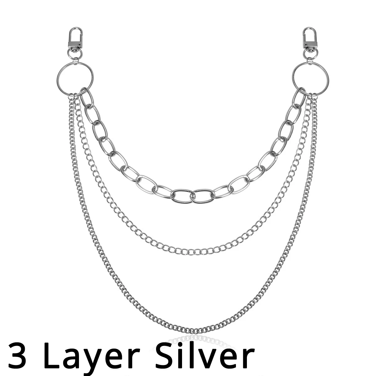 3 Layer Silver Женские панковские штаны с цепочкой, женские хип-хоп брюки с кисточками, серебряная с золотом цепь для штанов, женские крутые металлические цепочки на джинсах 290 - Цвет: 3 Layer Silver