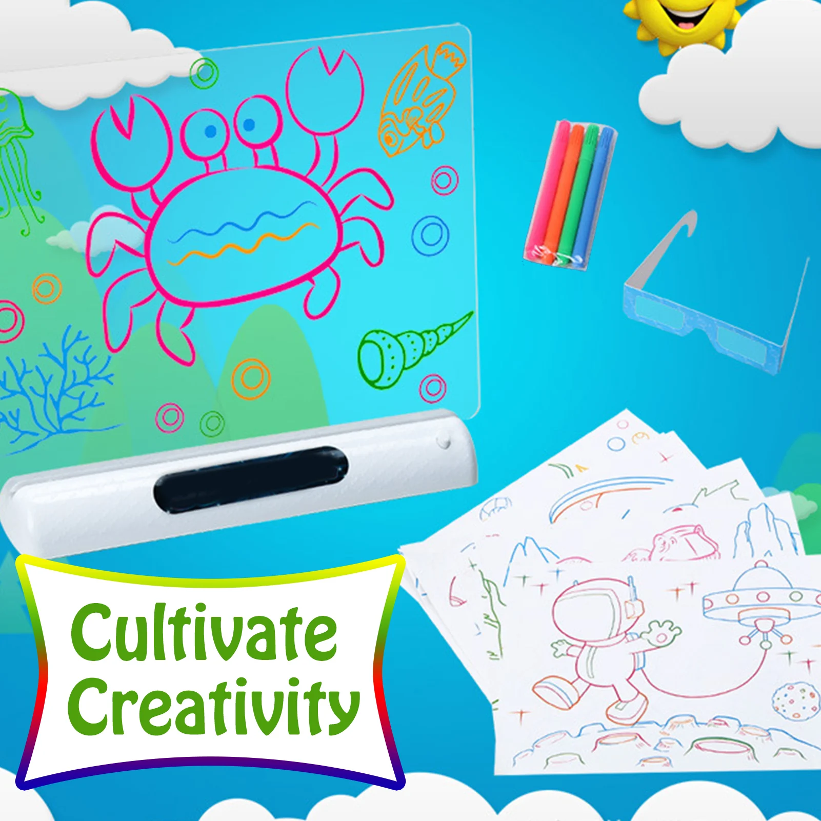 

3D Drawing Board Luminous Drawing Board Three-dimensional Magical Children's Drawing Board Luminous Color Painting Writing Board